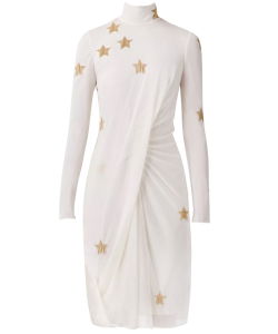 Silk viscose dress with gold stars