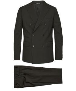 Black stretch wool suit