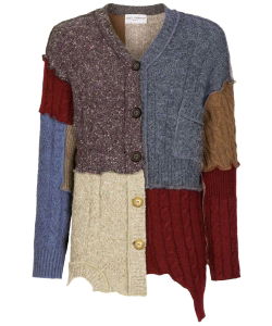 Patchwork distressed cardigan