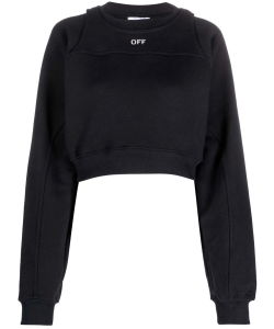 Off logo crop sweatshirt