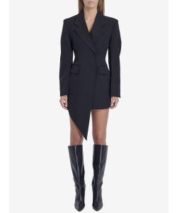 Asymmetric minidress blazer in wool