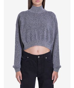 Cropped sweater with embossed logo