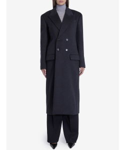 Long coat in cashmere and wool