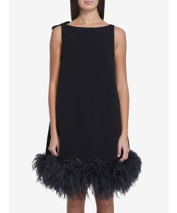 Mini dress with feathers