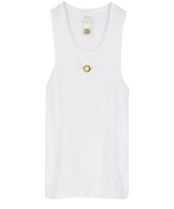 Medallion-embellished cotton tank top