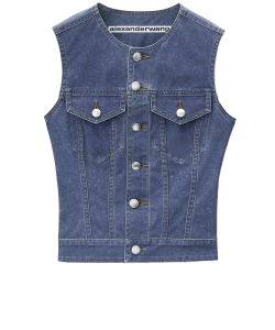 Gilet in denim trompe-l'oeil