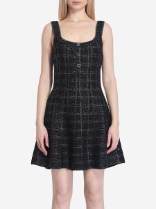 Wool and lamé check jacquard dress