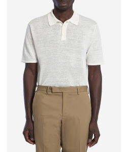 Linen knit polo shirt