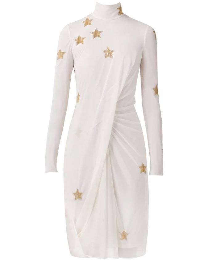 BURBERRY - Silk viscose dress with gold stars