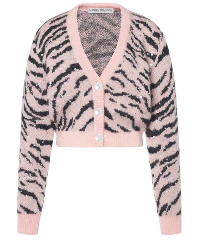 ALESSANDRA RICH - Zebra pattern knitted cardigan