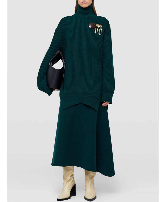 JIL SANDER - Asymmetrical green skirt