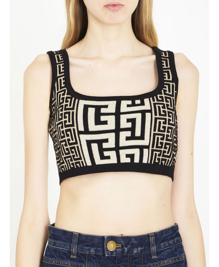 BALMAIN - Monogram knit top