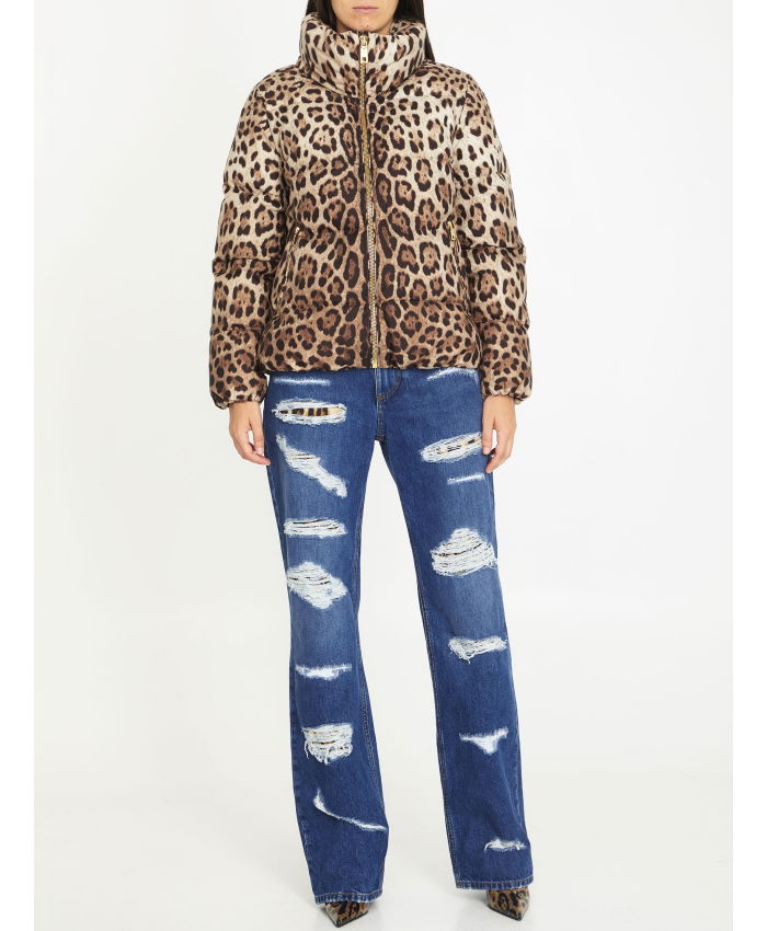 DOLCE&GABBANA - Distressed jeans with Leo print