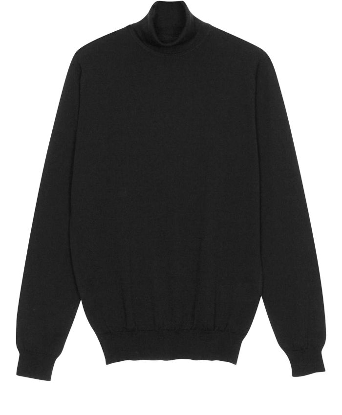 JOHN SMEDLEY - Black merino wool turtleneck