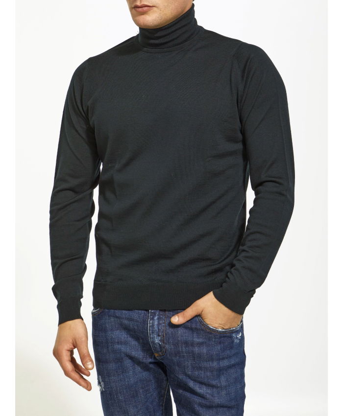 JOHN SMEDLEY - Black merino wool turtleneck