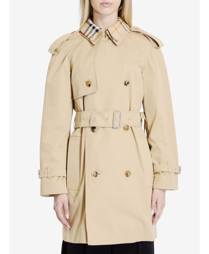 BURBERRY - Raincoat with Check collar