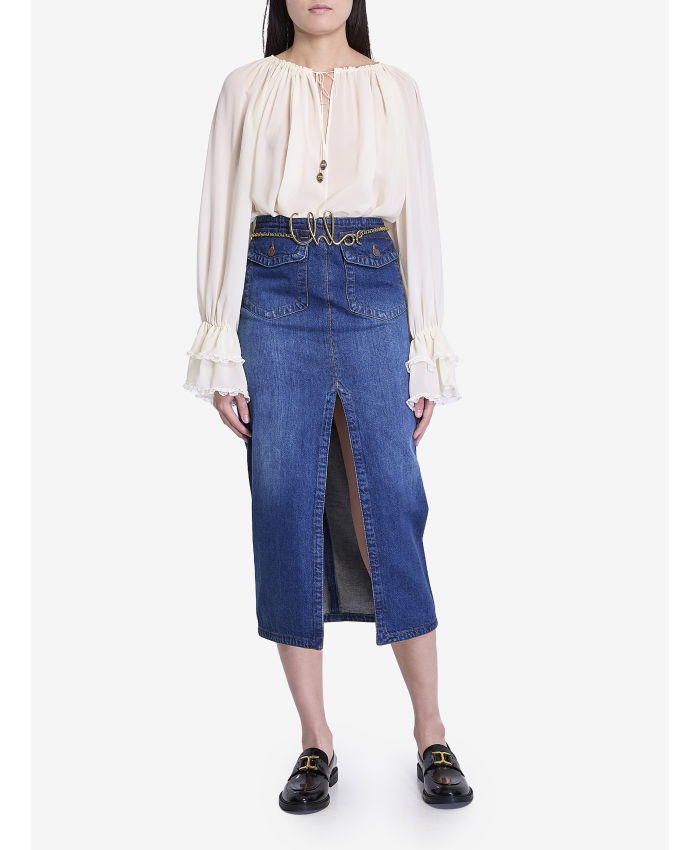 CHLOE - Denim midi skirt