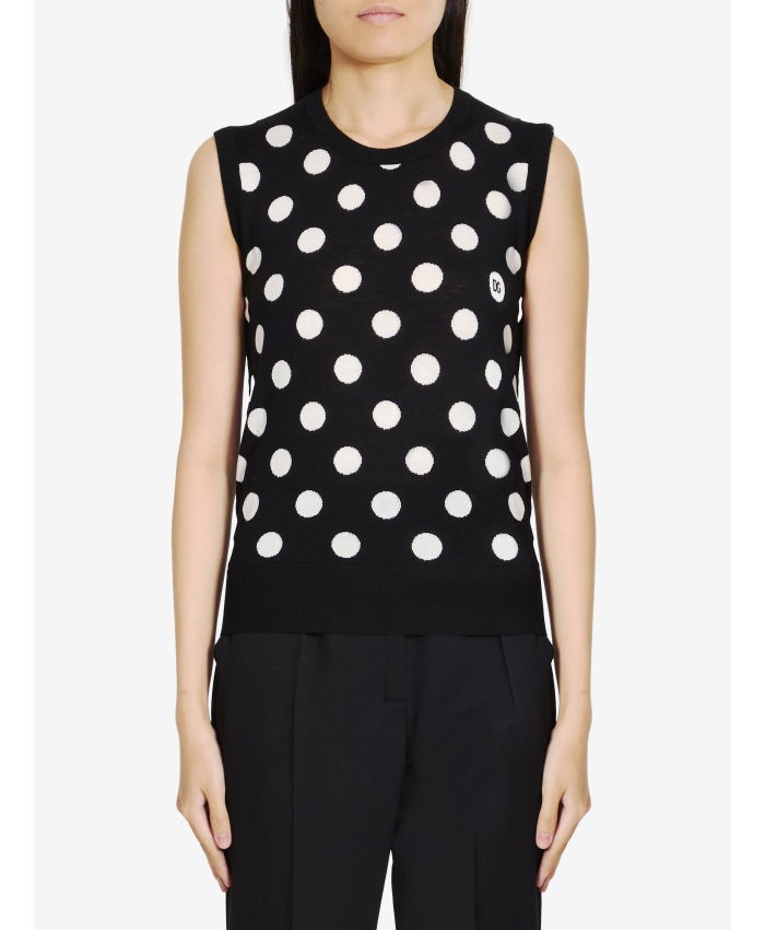 Black and white polka dot sleeveless top online