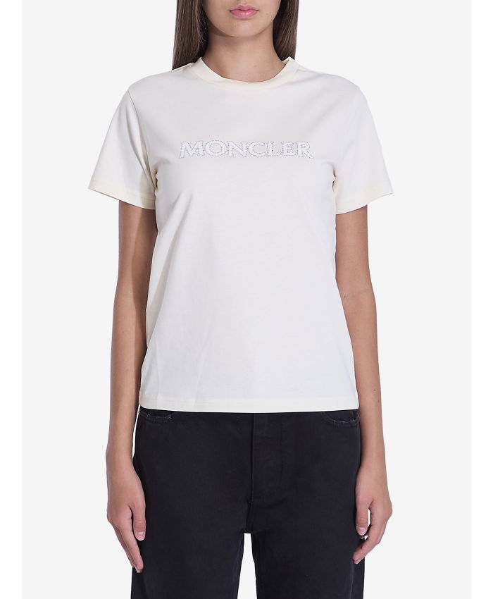 MONCLER - T-shirt con logo in strass