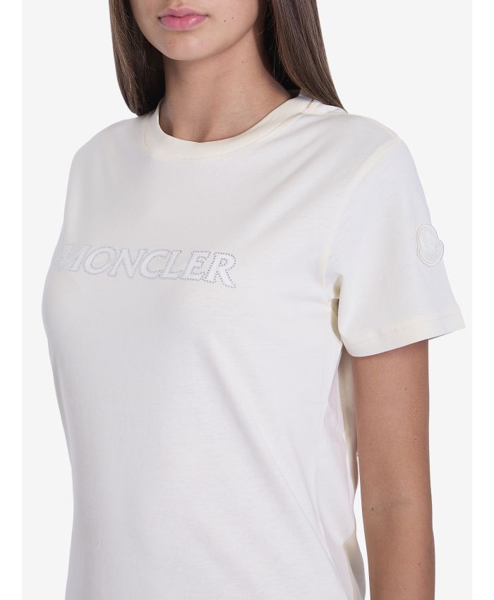 MONCLER - T-shirt con logo in strass