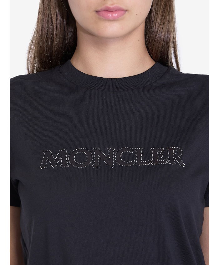 MONCLER - T-shirt with rhinestone logo