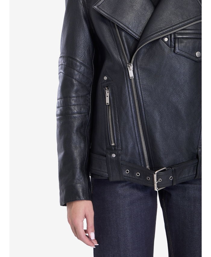 SAINT LAURENT - Biker jacket in vintage leather and shearling | Leam Roma -  Luxury Shopping Online