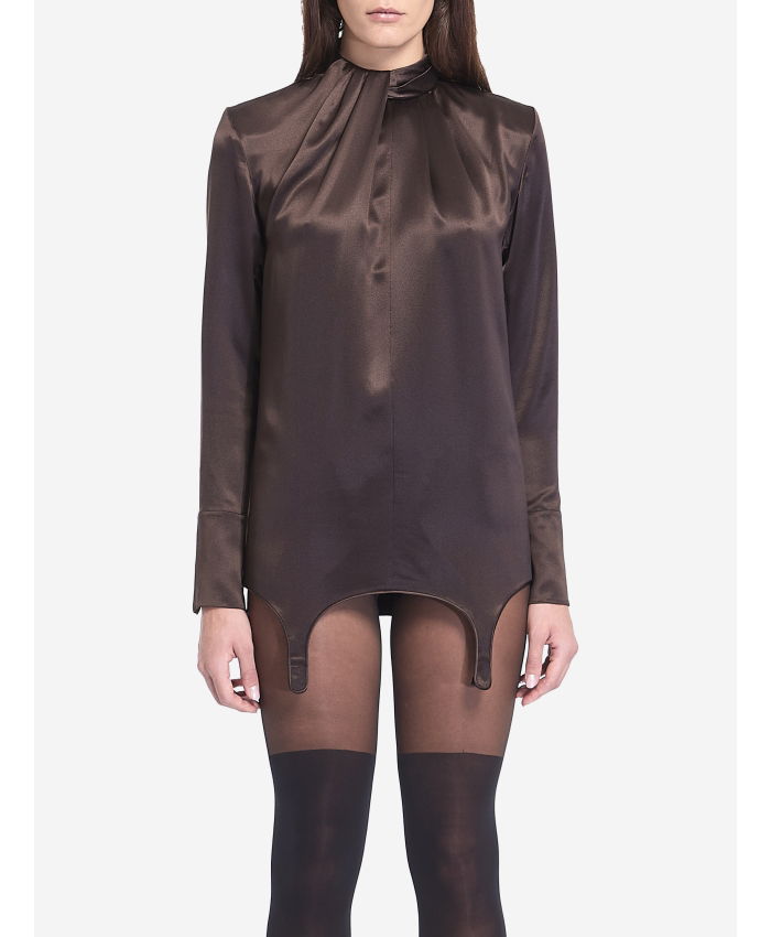 SAINT LAURENT - Twist-neck garter blouse