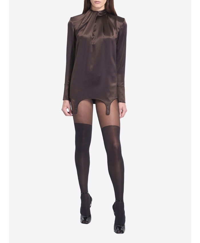 SAINT LAURENT - Twist-neck garter blouse