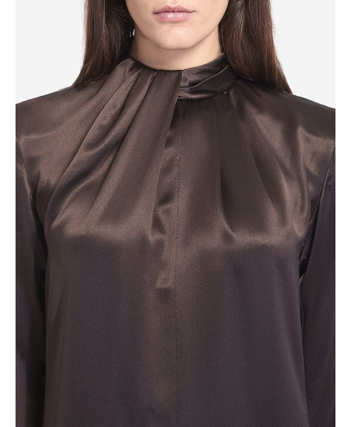 SAINT LAURENT - Twist-neck garter blouse