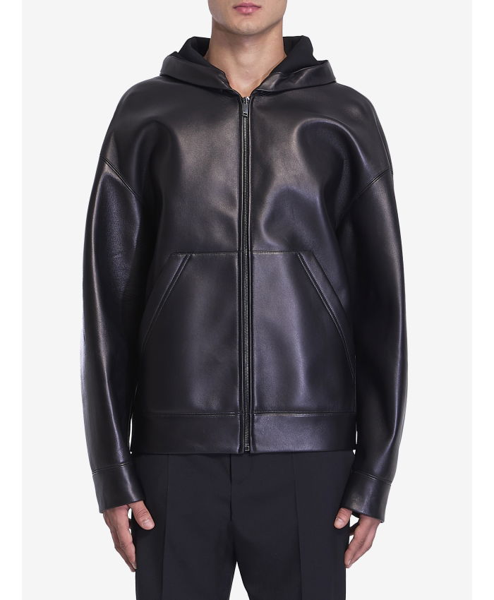 VALENTINO GARAVANI - Leather hooded jacket