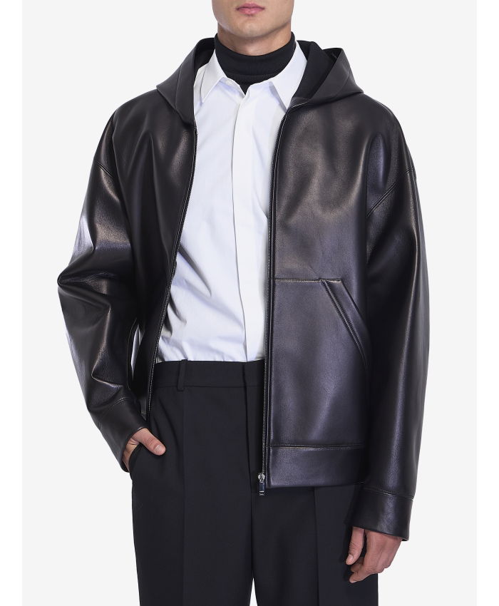 VALENTINO GARAVANI - Leather hooded jacket