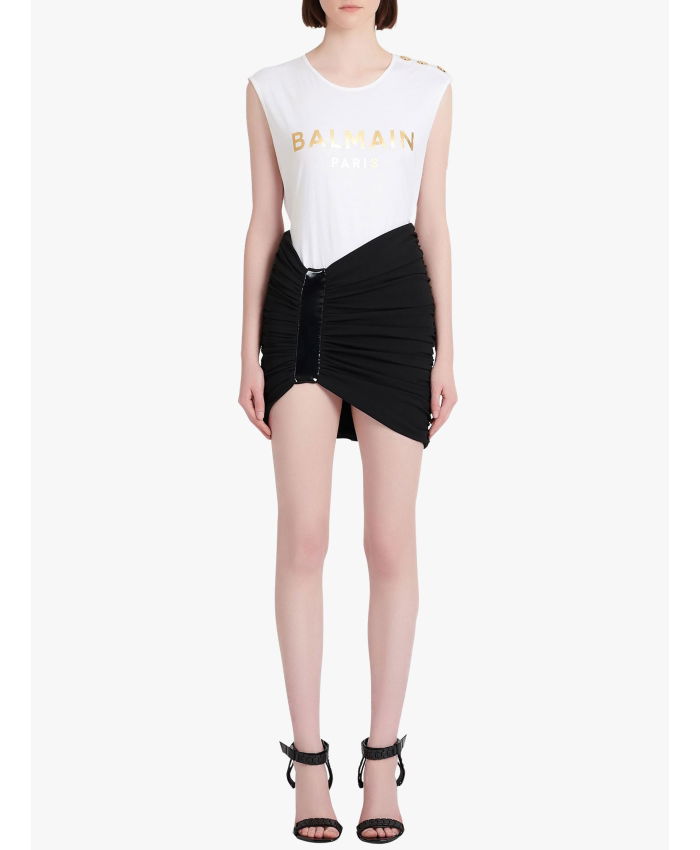 BALMAIN - Asymmetric black miniskirt