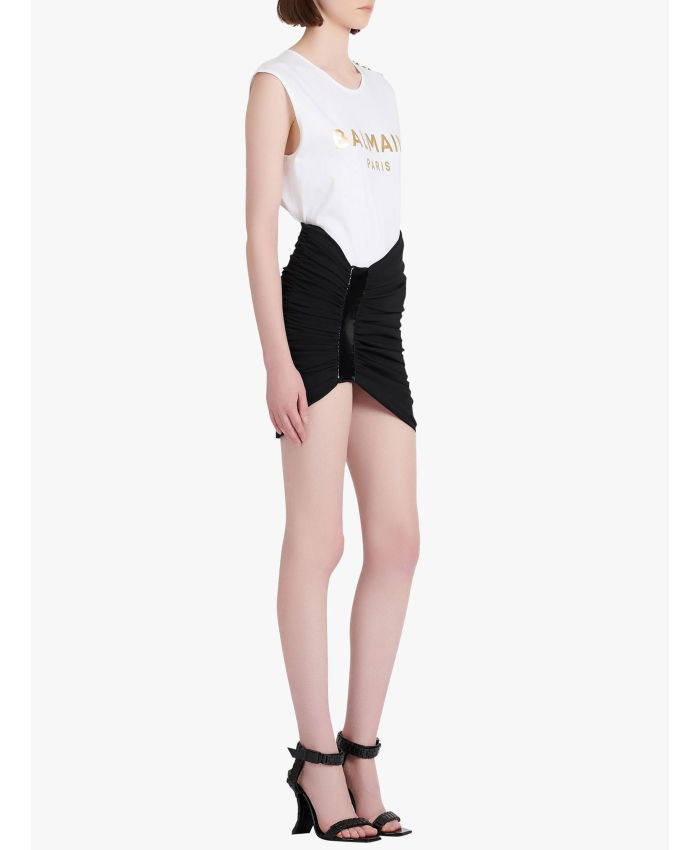 BALMAIN - Asymmetric black miniskirt