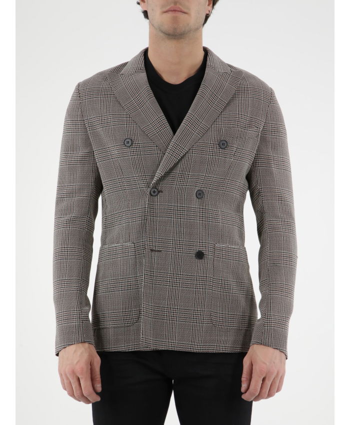 TONELLO - Double-breasted Glen plaid jacket