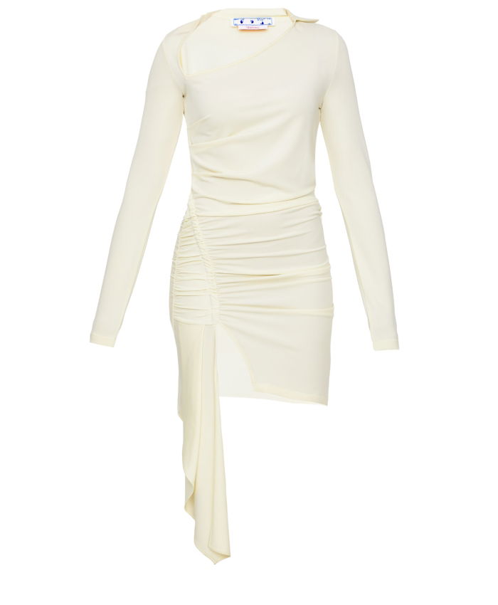 OFF WHITE - Viscose crepe draped dress