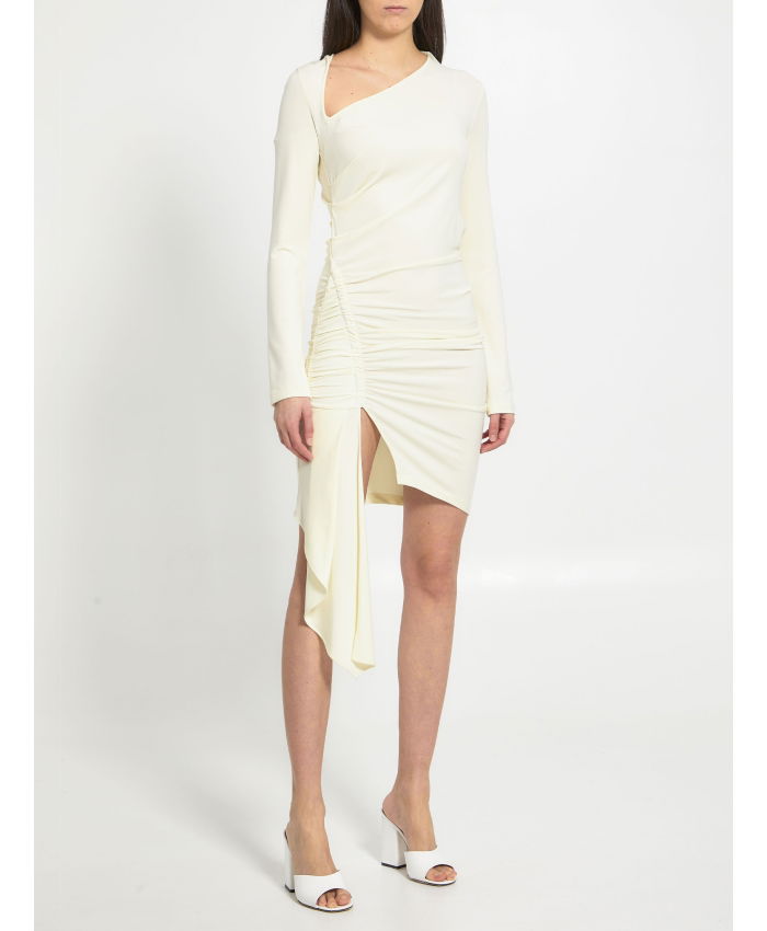 OFF WHITE - Viscose crepe draped dress