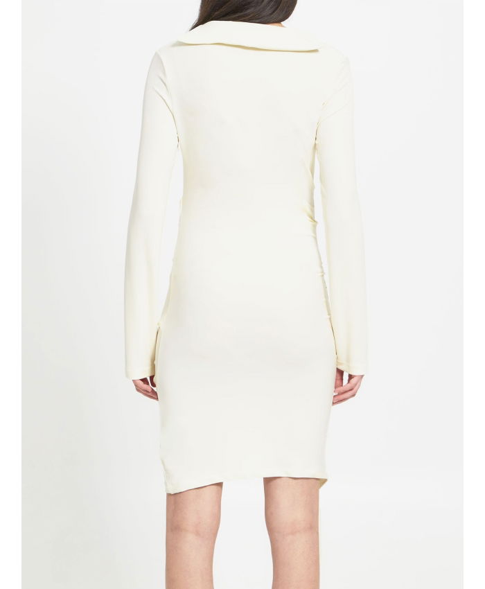 OFF WHITE - Viscose crepe draped dress