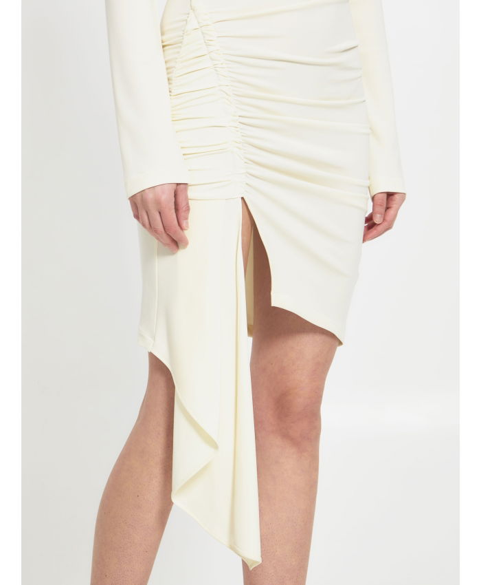 OFF WHITE - Viscose crepe draped dress