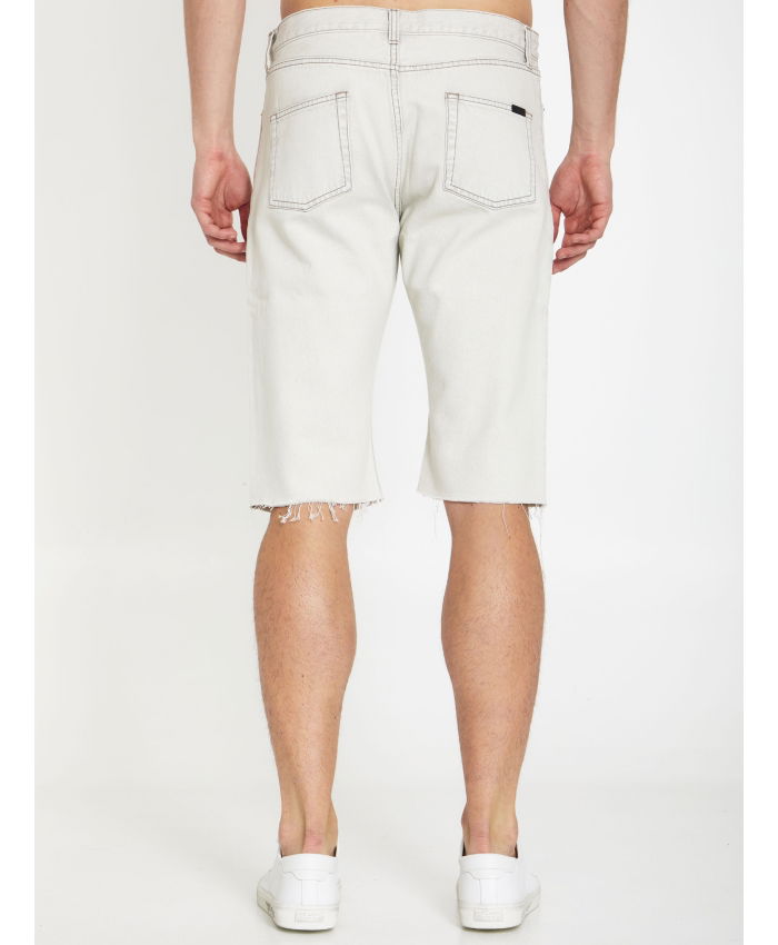 SAINT LAURENT - Light-grey denim bermuda shorts