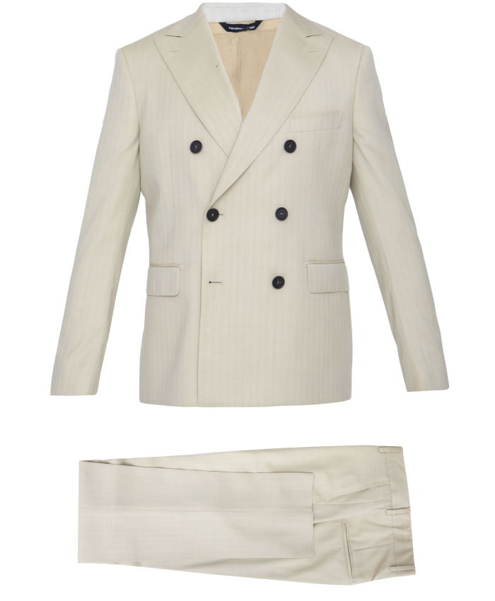 TONELLO - Sand-colored wool two-piece suit