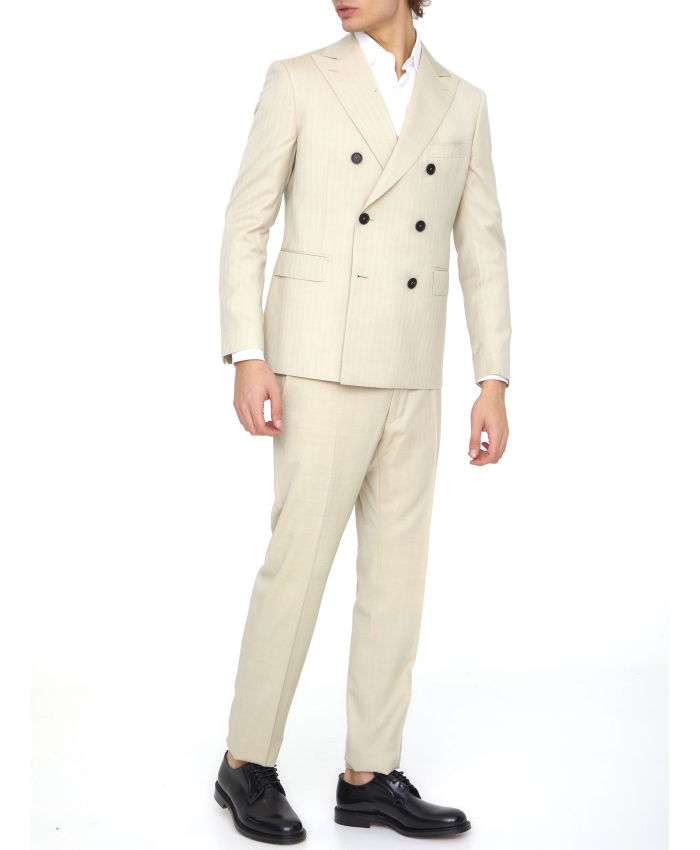 TONELLO - Sand-colored wool two-piece suit