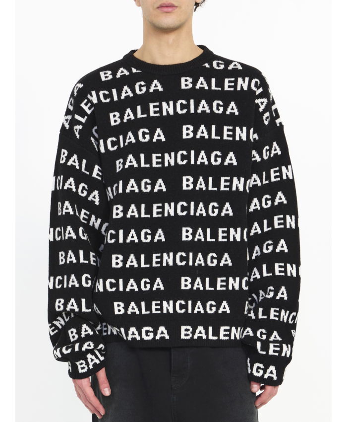 BALENCIAGA Allover Logo sweater Leam Roma Luxury Shopping Online