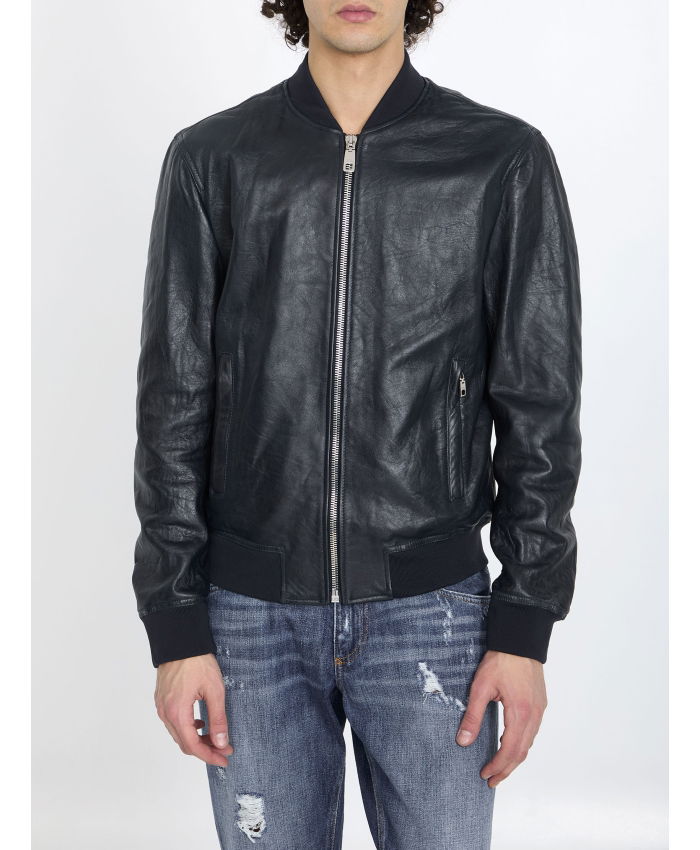 DOLCE&GABBANA - Leather bomber jacket