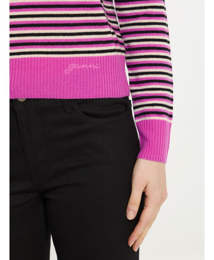 GANNI - Striped polo sweater