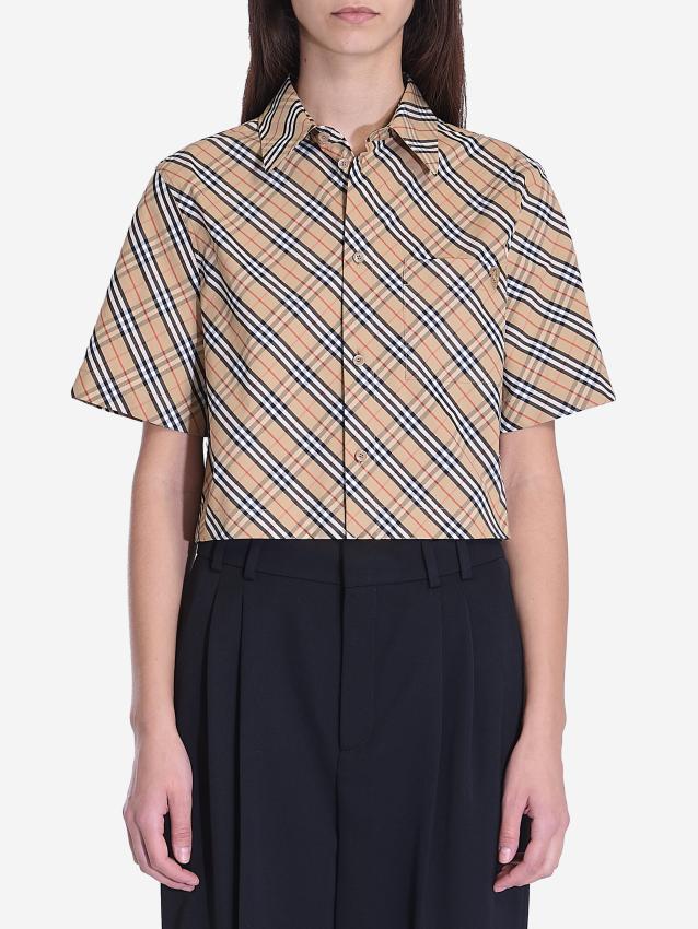 BURBERRY - Check cropped shirt