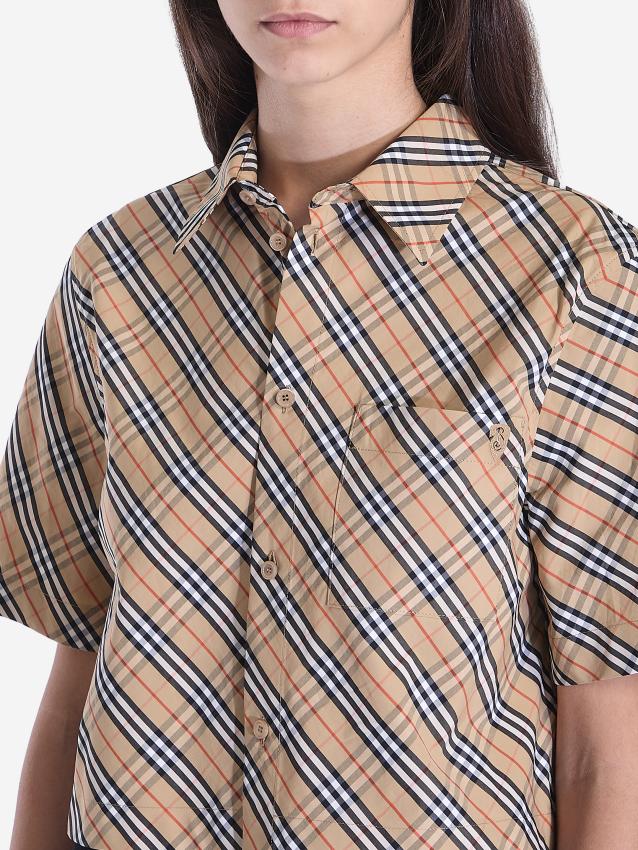 BURBERRY - Check cropped shirt