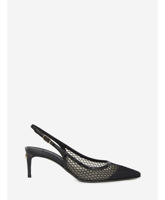 DOLCE&GABBANA - Mesh and patent leather slingback