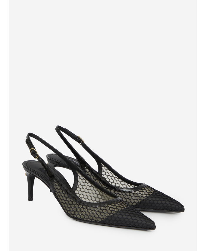 DOLCE&GABBANA - Mesh and patent leather slingback