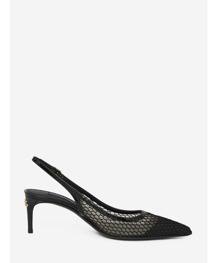 DOLCE&GABBANA - Mesh and patent leather slingback