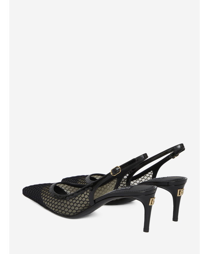 DOLCE&GABBANA - Mesh and patent leather slingback